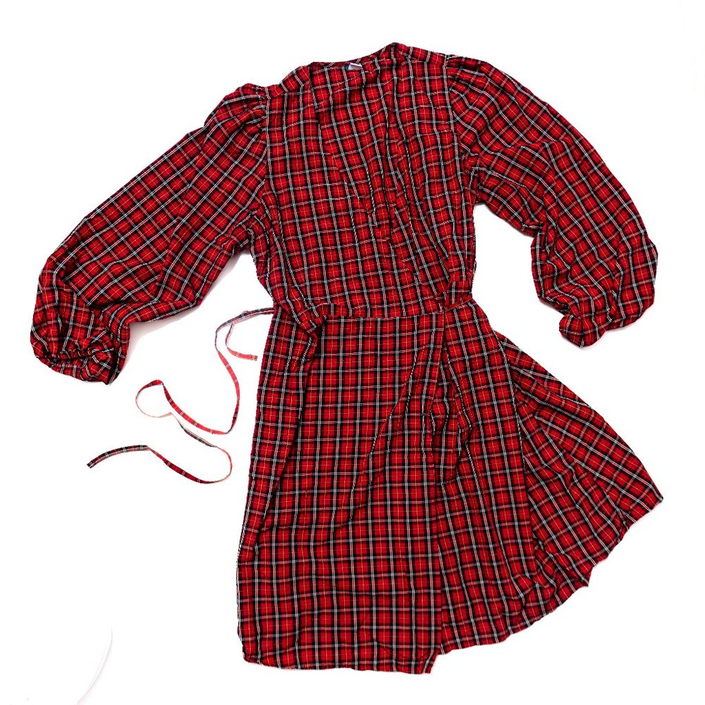Plaid wrap dress